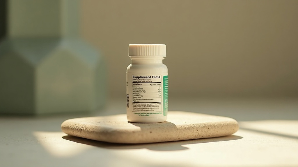 Close-up macro shot of a single iron supplement bottle with a clearly legible su
