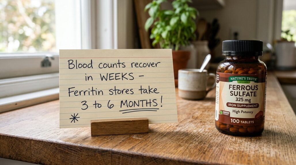 how long iron supplements raise ferritin