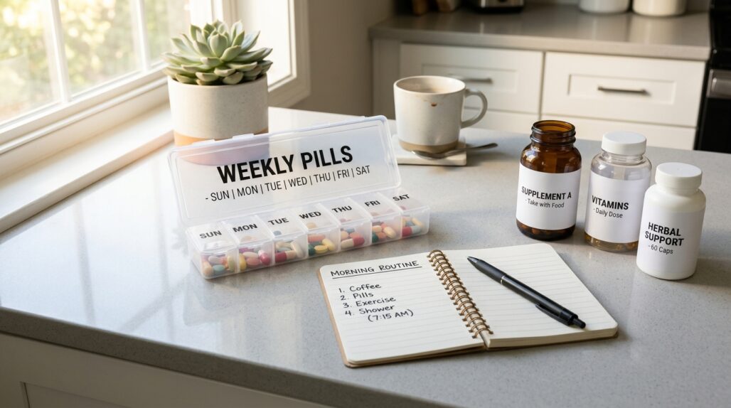 how to organize medications and supplements system
