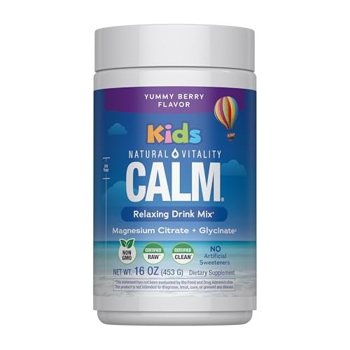 Natural Vitality Kids Calm Magnesium 16oz Powder | Mixed Berry Flavored Drink Mix Supplement | Supports a Balanced Mood and Healthy Development
