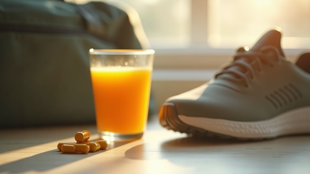 documentary still-life of a morning routine scene: a single supplement capsule b