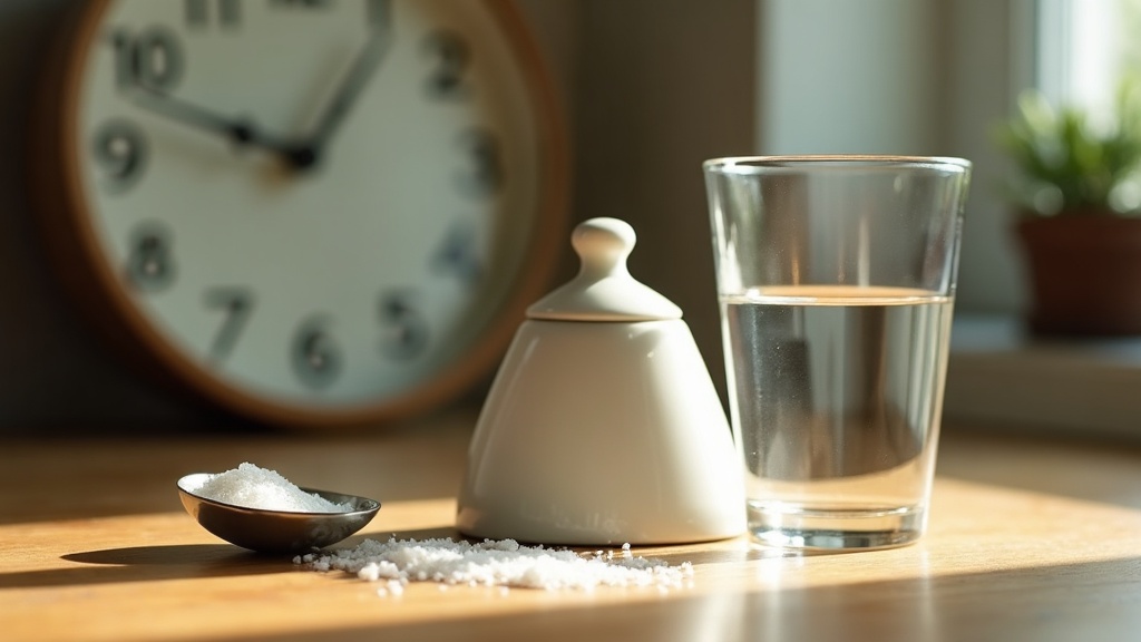 documentary still-life of a salt cellar, a quarter-teaspoon measuring spoon with