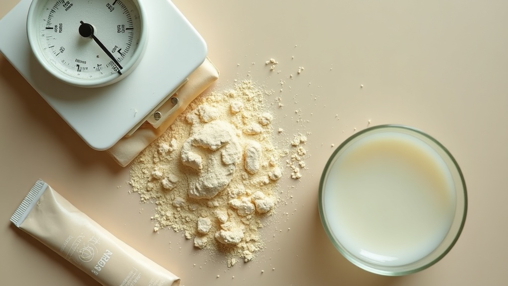 overhead documentary still-life of several unbranded single-serving powder stick