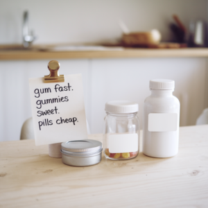 Functional Gum vs Gummies vs Pills: Speed, Dose and Cost - bottom line