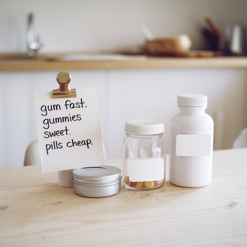 Functional Gum vs Gummies vs Pills: Speed, Dose and Cost - bottom line
