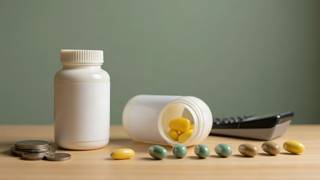 Documentary still life of two open plain unbranded capsule bottles with blank la