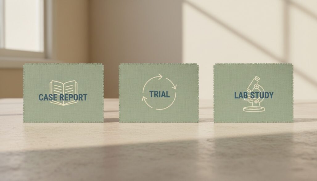 Clinical trials, case reports and laboratory studies provide different kinds of evidence.