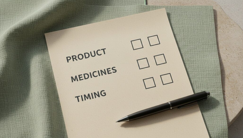 A checklist for a product-specific medication review.