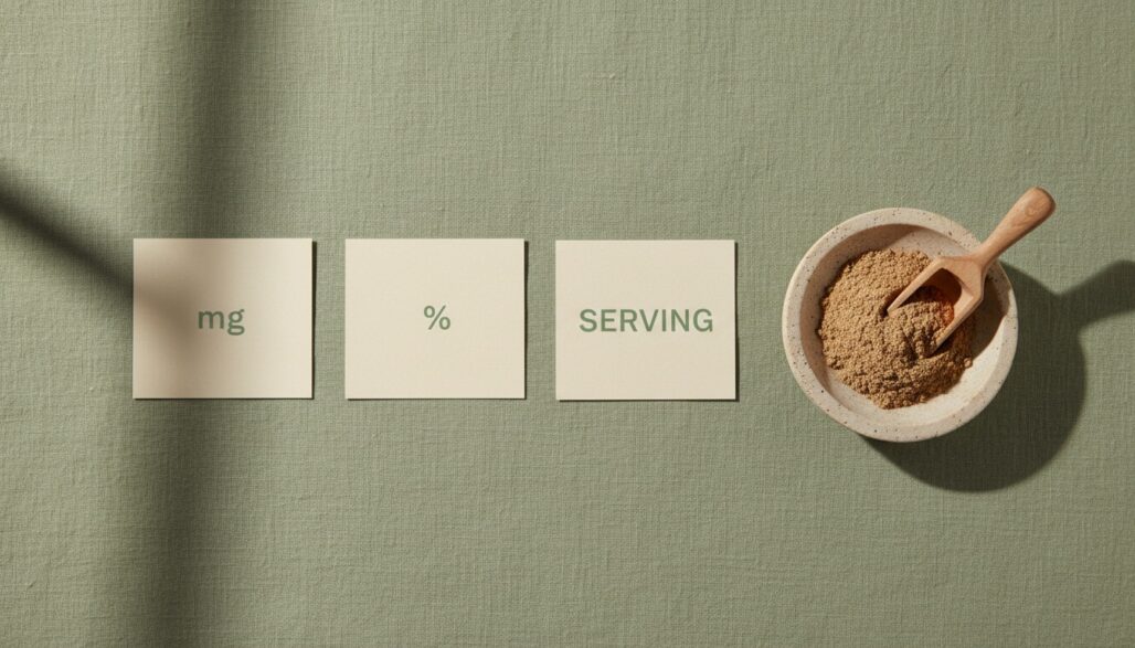 Mass, percentage and serving information from a label.