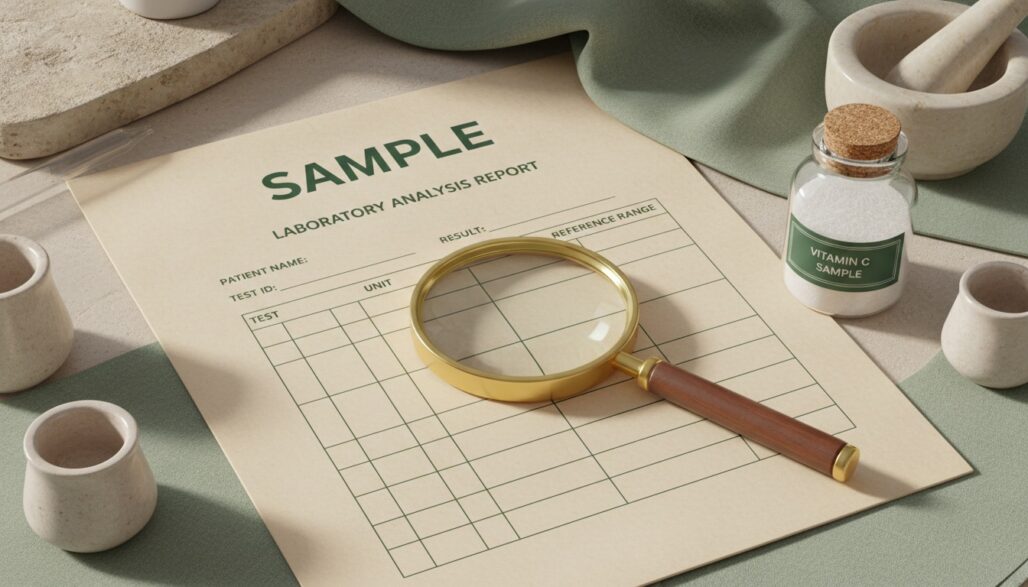 Illustrative sample report, not a real certificate of analysis.